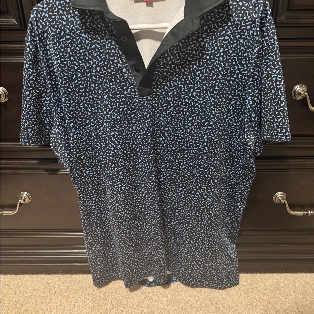 Men’s redvanly Black and Blue Patterned Polo Shirt